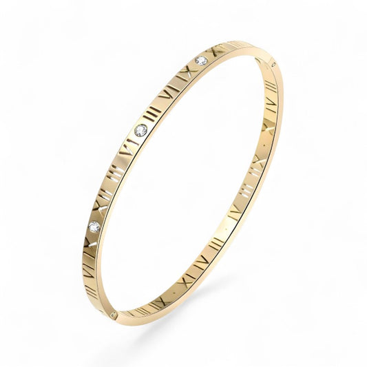 Amnesia Jewellery |Gold Plated Stainless Steel A Moment In Time Bangle