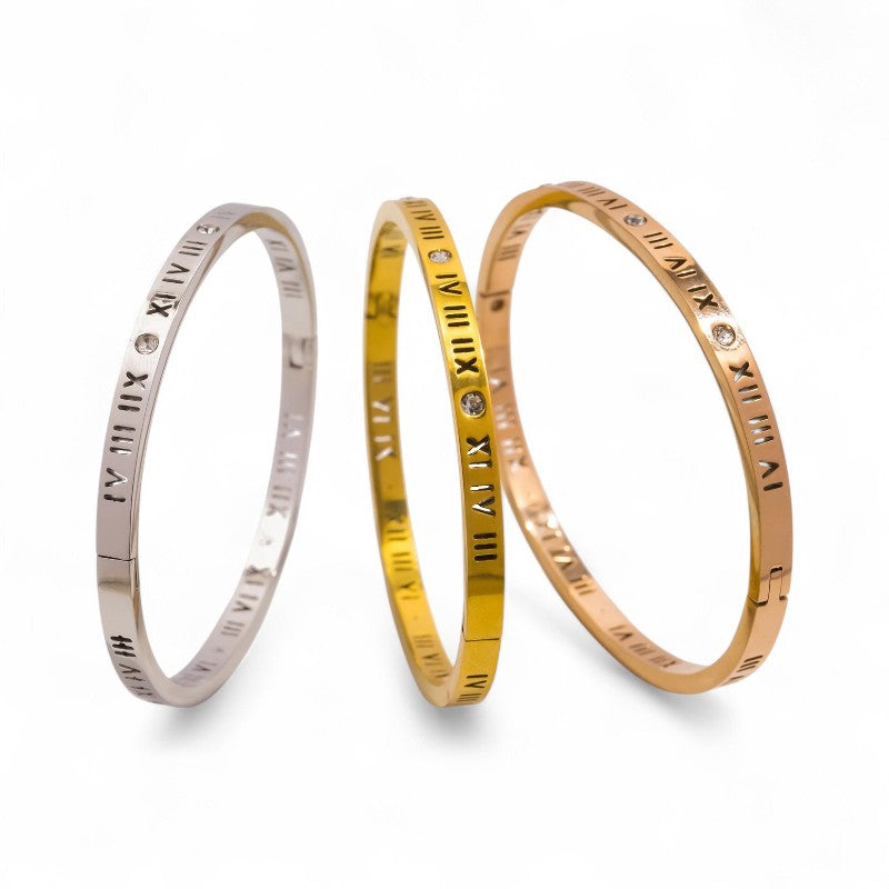 Amnesia Jewellery |Gold Plated Stainless Steel A Moment In Time Bangle