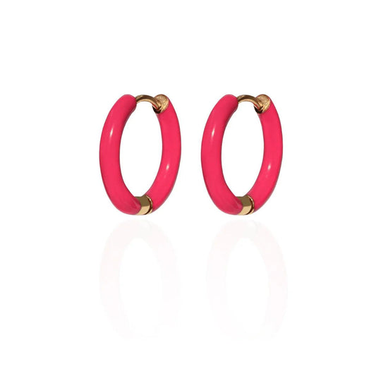 Amnesia Jewellery | Hot Pink Enamel Abi Hoop Earrings