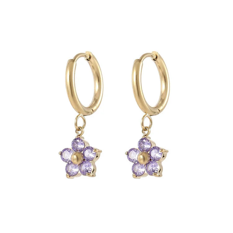Amnesia Jewellery | Gold Plated Stainless Steel Bloom Huggie Hoops