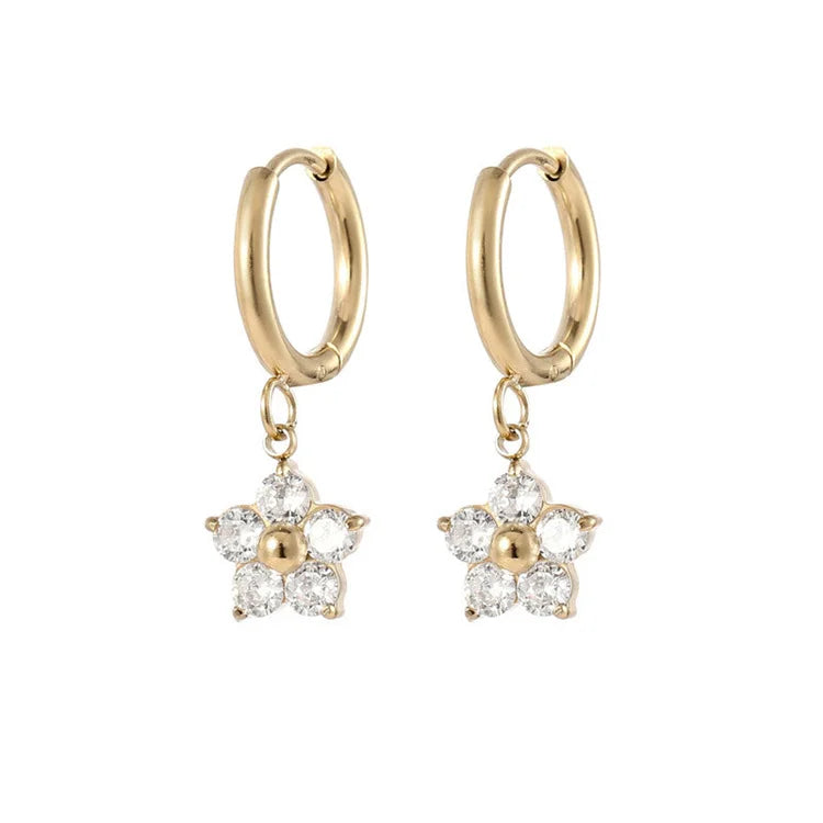 Amnesia Jewellery | Gold Plated Stainless Steel Bloom Huggie Hoops