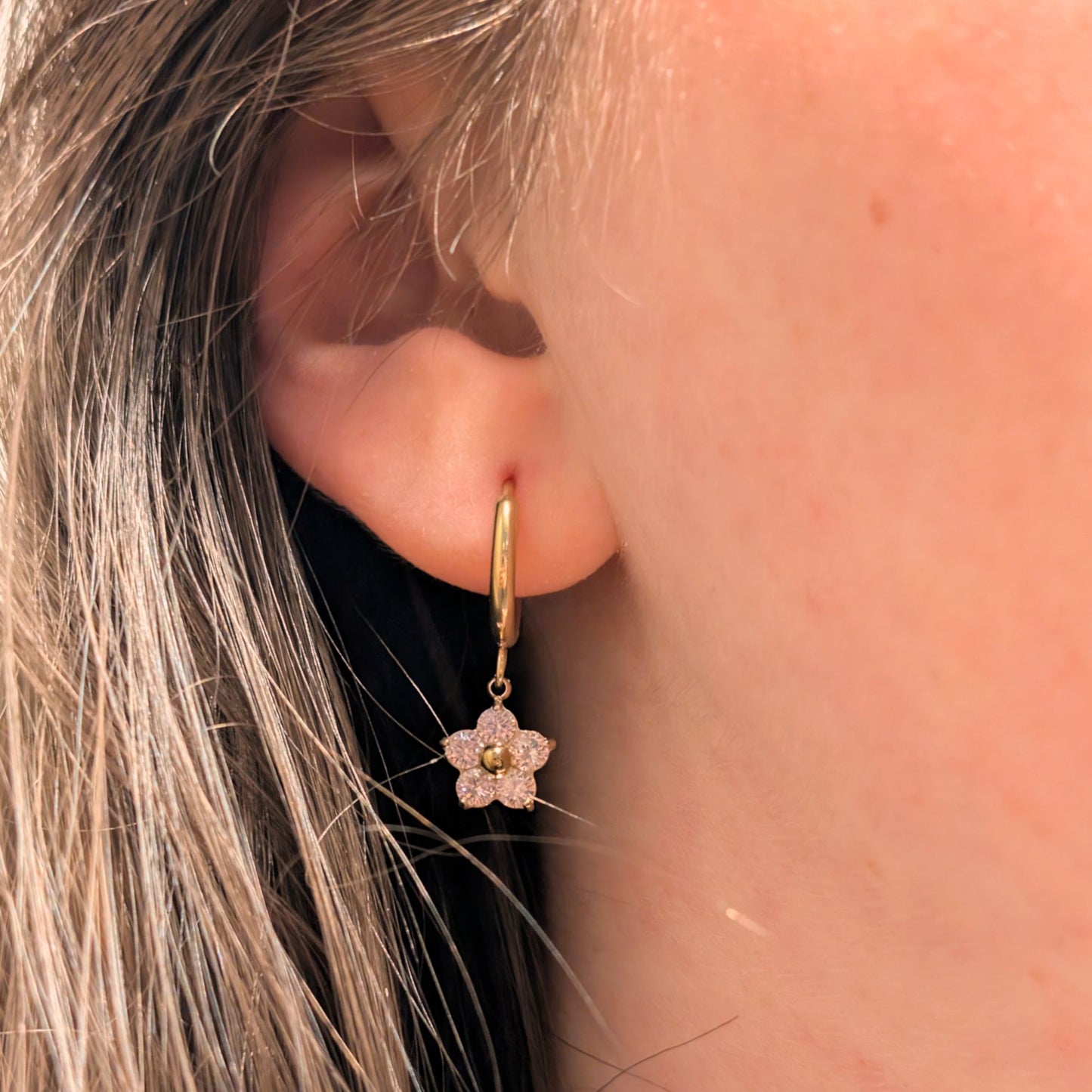 Amnesia Jewellery | Gold Plated Stainless Steel Bloom Huggie Hoops