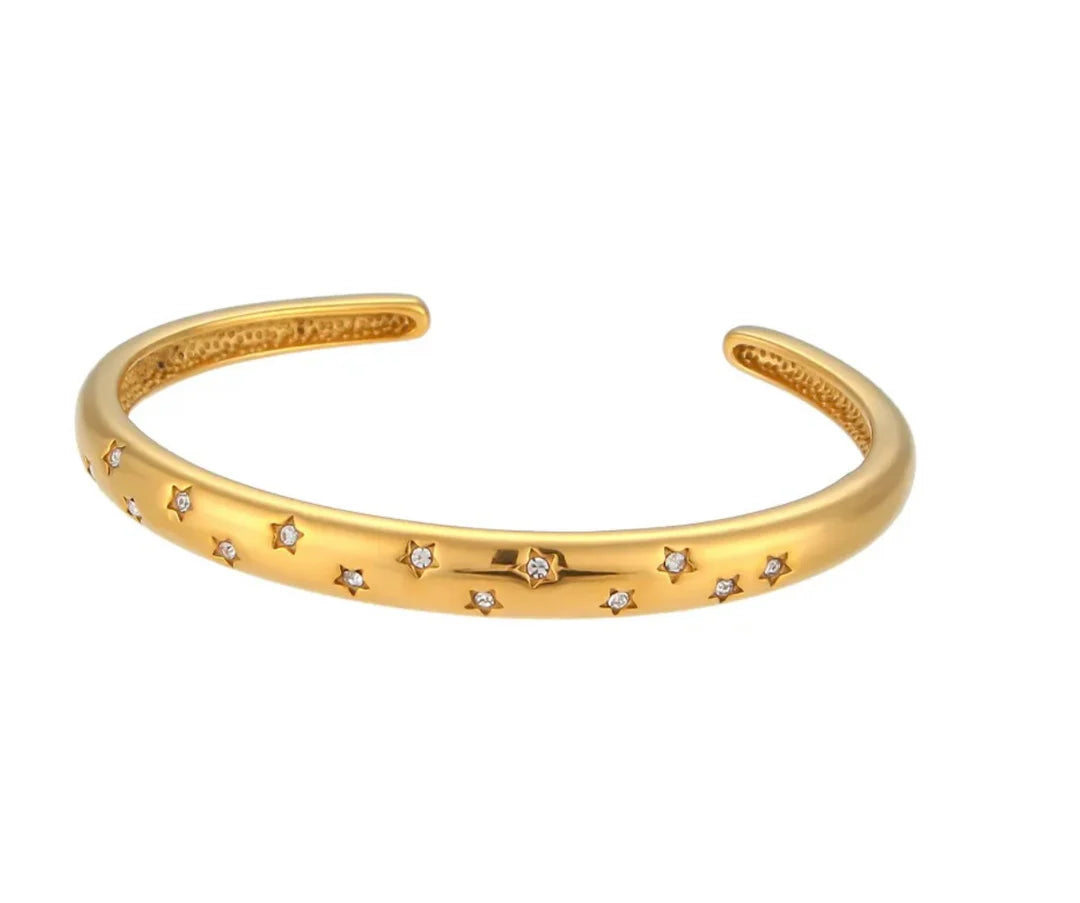 Amnesia Jewellery | 18ct Gold Plated Stainless Galaxy Cuff Bracelet
