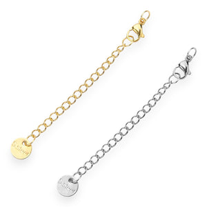 Necklace Extender Chain up to 2" / 5 cm Adjustable by Amnesia Jewellery UK. Add up to 2" / 5 cm to your favourite necklaces with our tarnish free, waterproof jewellery extenders. Gold & silver options with secure lobster clasp.