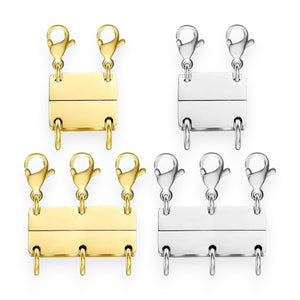Necklace Layering - Magnetic Stacking Clasp by Amnesia Jewellery UK. Prevent tangled chains with our magnetic necklace layering clasps. Perfect for stacking. Holding up to 3 necklaces, waterproof, tarnish free & easy to use.